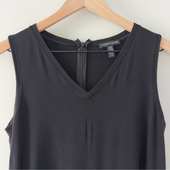 Eileen Fisher Tencel Lyocell Blend Wide Leg Jumpsuit v-neck zip up back zipper - Picture 5 of 10